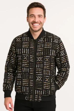 Mudcloth Inspired Unisex African Bomber Jacket