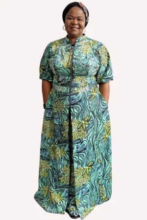 Blue Ankara Gown with Stones
