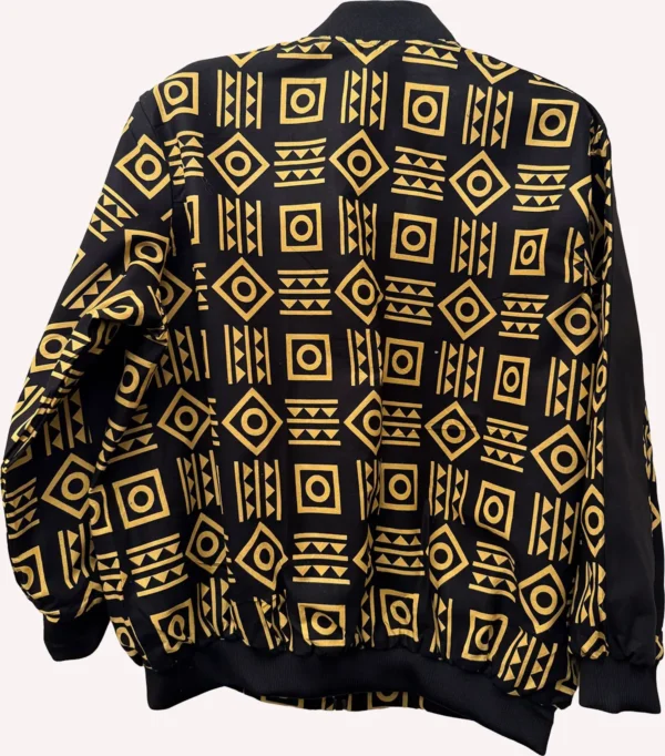 Multicoloured Yellow and Black Unisex Ankara Jacket - Image 4