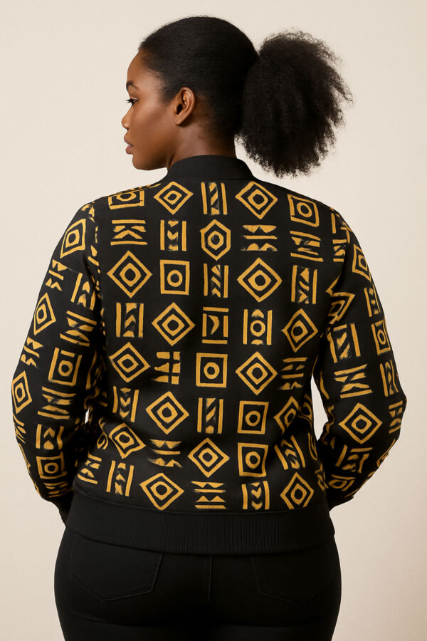 Multicoloured Yellow and Black Unisex Ankara Jacket - Image 4