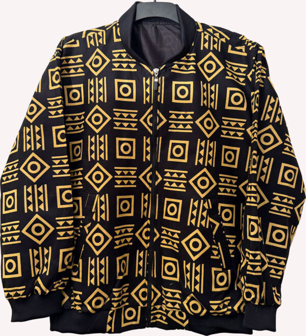 Multicoloured Yellow and Black Unisex Ankara Jacket - Image 2