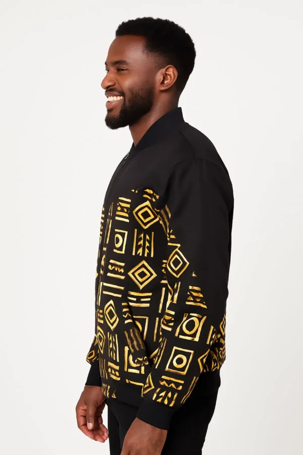 Multicoloured Yellow and Black Ankara Jacket - Image 5