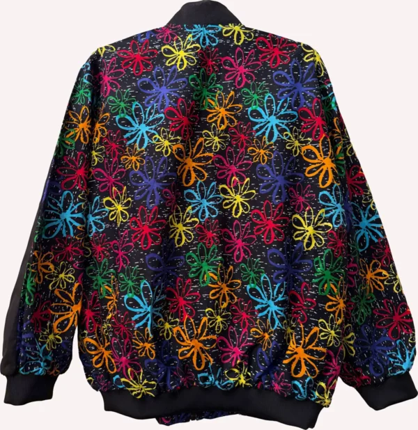 Multicoloured Ankara Floral Print Bomber Jacket - Image 5