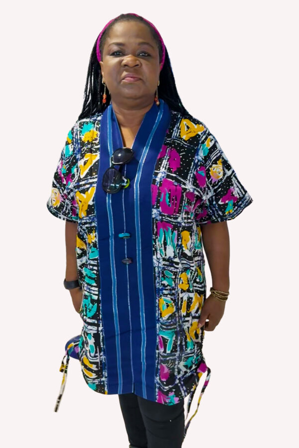 African Print Kimono - Ankara Aso Oke Stone Design - Image 5
