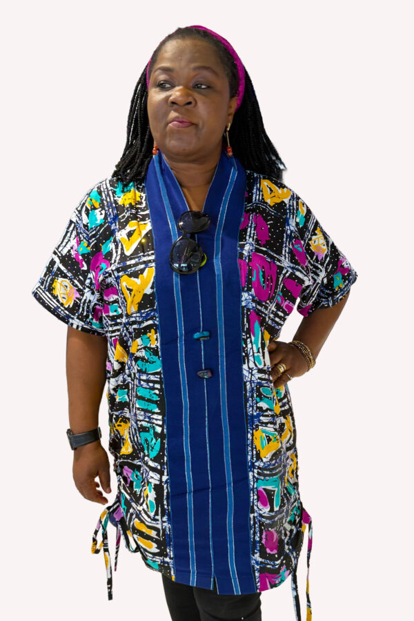 African Print Kimono - Ankara Aso Oke Stone Design - Image 3