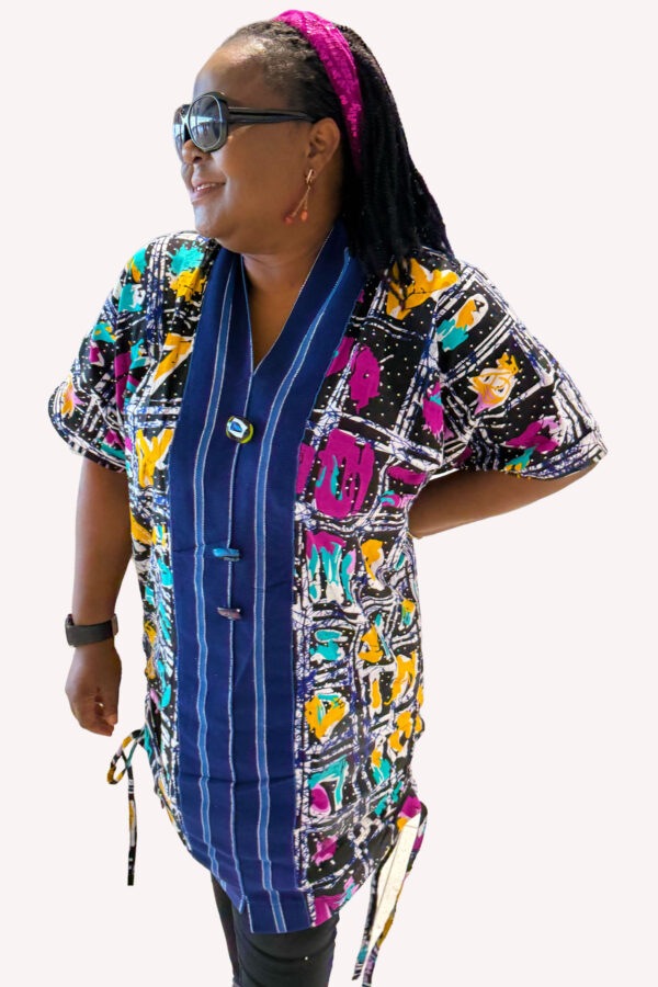 African Print Kimono - Ankara Aso Oke Stone Design - Image 4